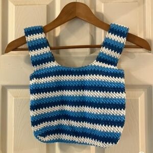 Target Future Collective Alani Noelle Blue Chevron Print Striped Satchel